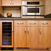 Green Kitchen Cabinets built with FSC Forestry Stewardship Council Wood Products and PureBond by Columbia Forest Products